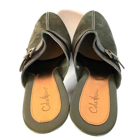Cole Haan Clogs Mules Women’s Shoes 11 B Dark Green Suede Leather Comfort - Picture 7 of 11